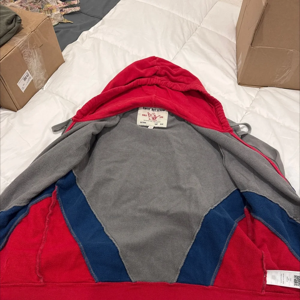 True Religion Color block Zip Hoodie Small